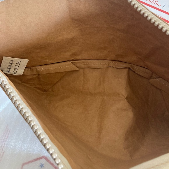 The Editor heavy duty zip up brown paper bag BEACH large wristlet clutch bag - Picture 6 of 7